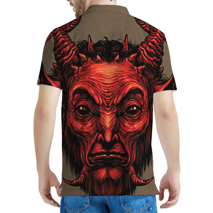 Red Devil Satan Print Men's Polo Shirt