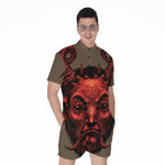Red Devil Satan Print Men's Rompers
