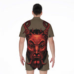 Red Devil Satan Print Men's Rompers