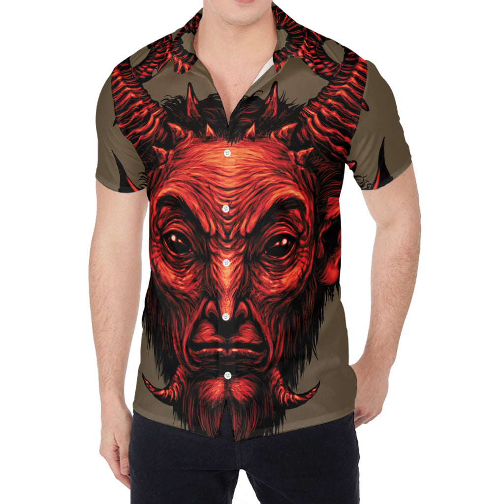 Red Devil Satan Print Men's Shirt