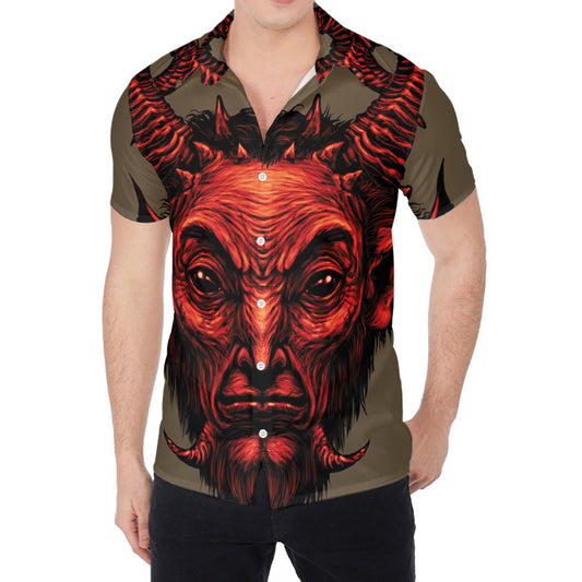 Red Devil Satan Print Men's Shirt