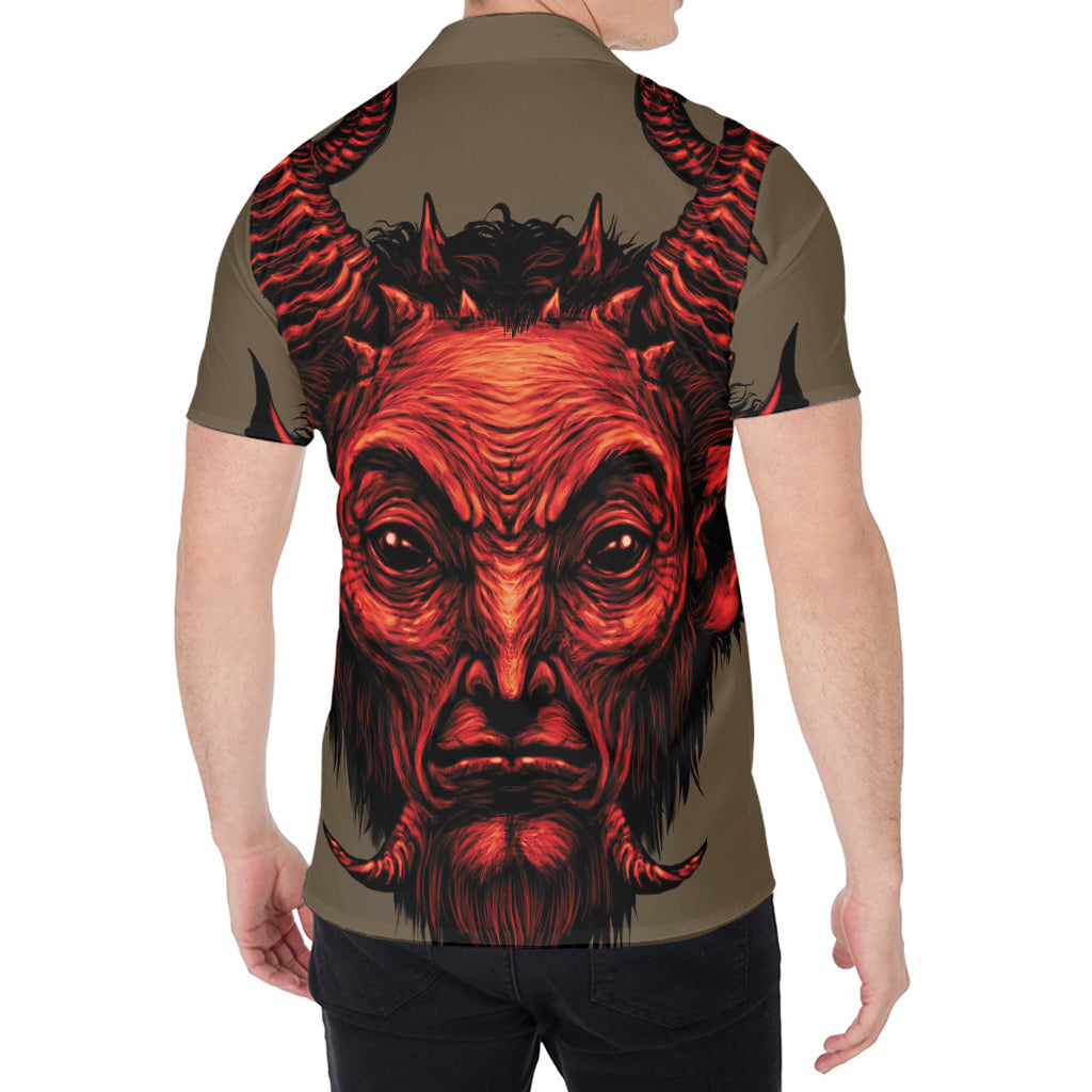 Red Devil Satan Print Men's Shirt