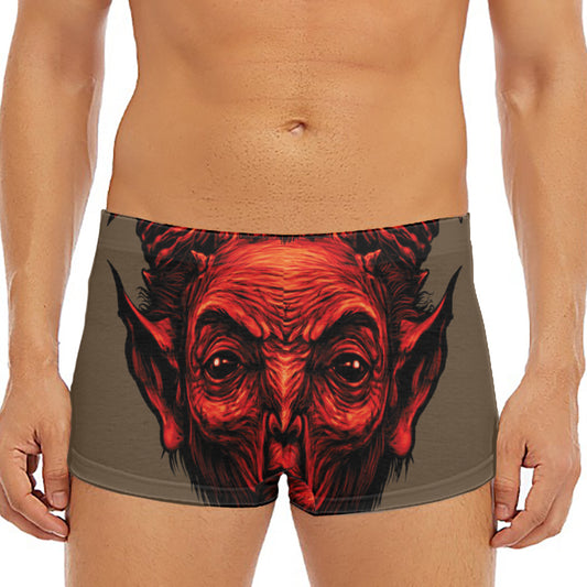 Red Devil Satan Print Men's Short Boxer Briefs