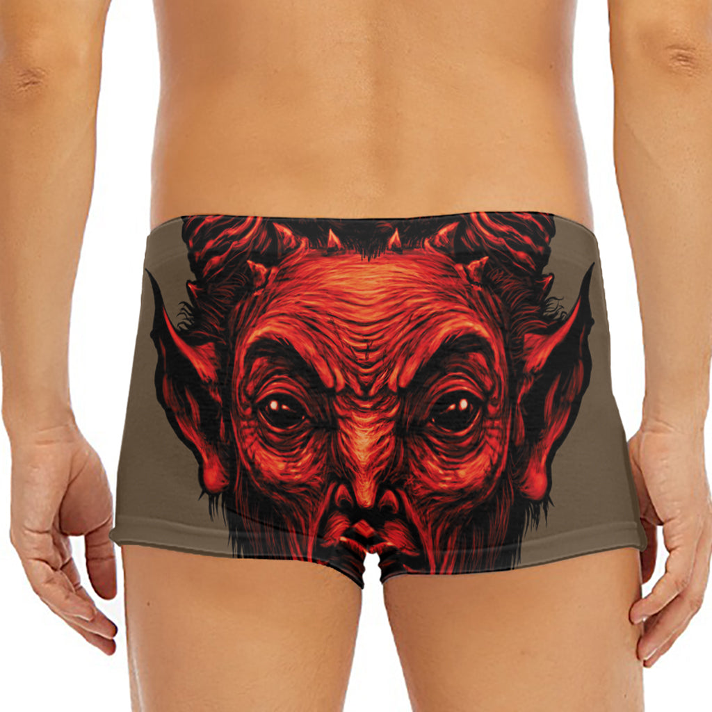 Red Devil Satan Print Men's Short Boxer Briefs
