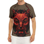 Red Devil Satan Print Men's Short Sleeve Rash Guard