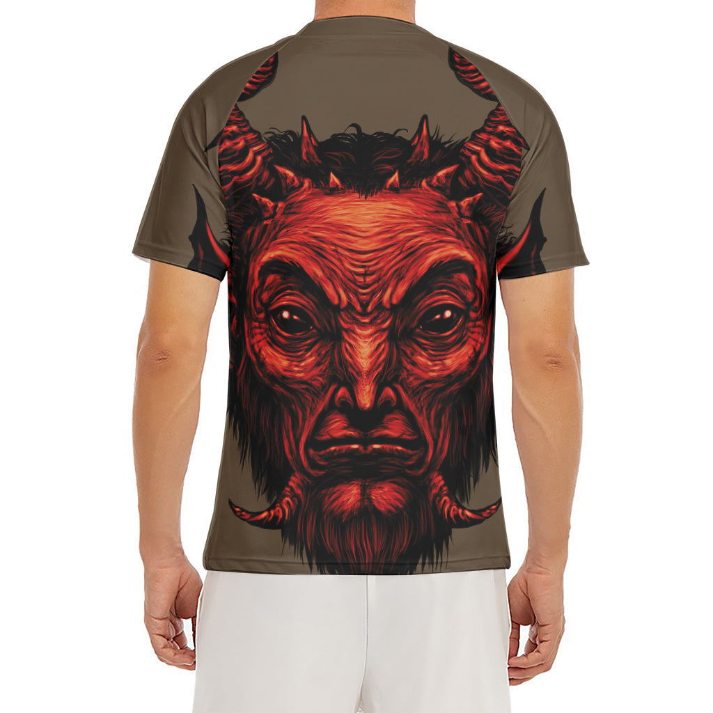 Red Devil Satan Print Men's Short Sleeve Rash Guard