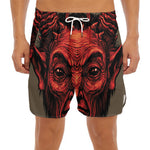 Red Devil Satan Print Men's Split Running Shorts