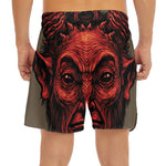 Red Devil Satan Print Men's Split Running Shorts