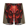 Red Devil Satan Print Men's Athletic Shorts