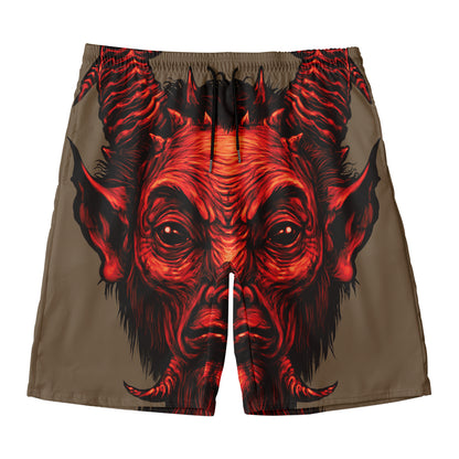 Red Devil Satan Print Men's Swim Trunks