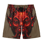 Red Devil Satan Print Men's Swim Trunks
