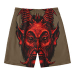 Red Devil Satan Print Men's Swim Trunks