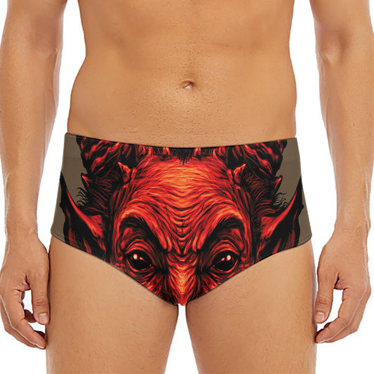 Red Devil Satan Print Men's Triangle Swim Briefs