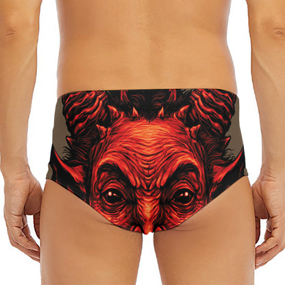 Red Devil Satan Print Men's Triangle Swim Briefs