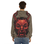 Red Devil Satan Print Men's Velvet Pullover Hoodie