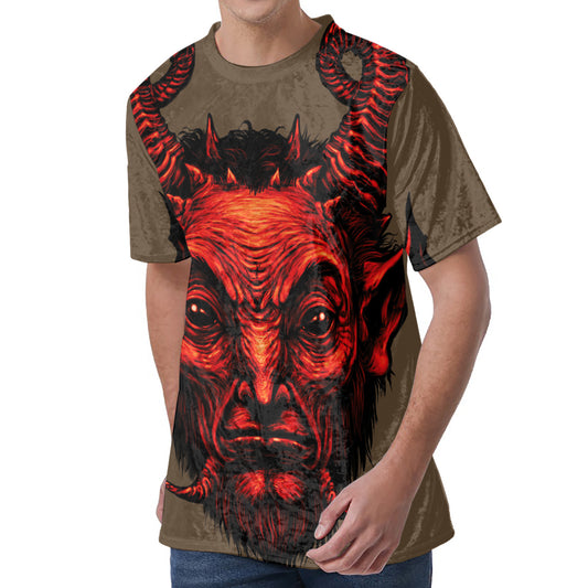 Red Devil Satan Print Men's Velvet T-Shirt