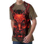 Red Devil Satan Print Men's Velvet T-Shirt