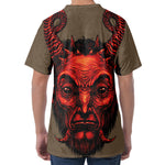 Red Devil Satan Print Men's Velvet T-Shirt
