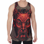 Red Devil Satan Print Men's Velvet Tank Top