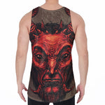 Red Devil Satan Print Men's Velvet Tank Top