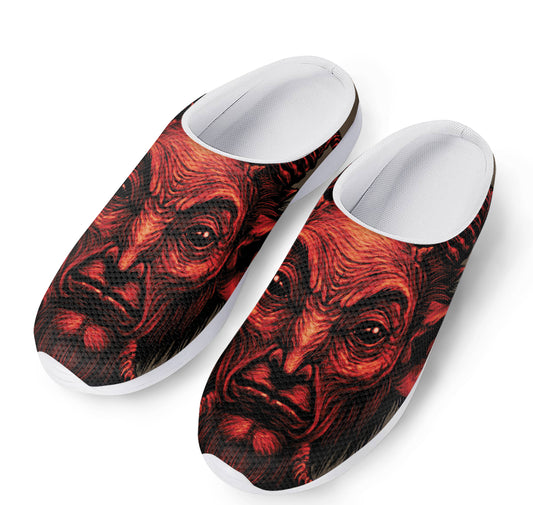 Red Devil Satan Print Mesh Casual Shoes