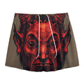 Red Devil Satan Print Mesh Shorts