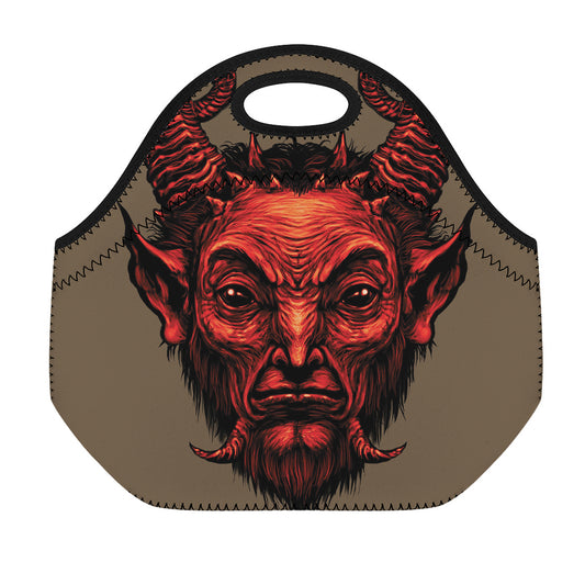Red Devil Satan Print Neoprene Lunch Bag