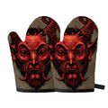 Red Devil Satan Print Oven Mitts