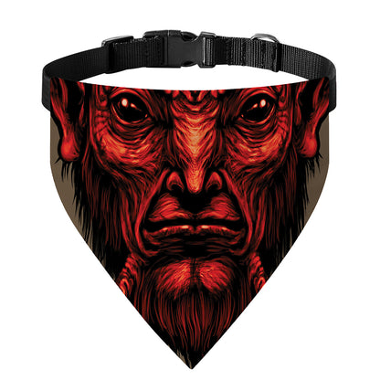 Red Devil Satan Print Over The Collar Dog Bandana