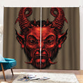 Red Devil Satan Print Pencil Pleat Curtains