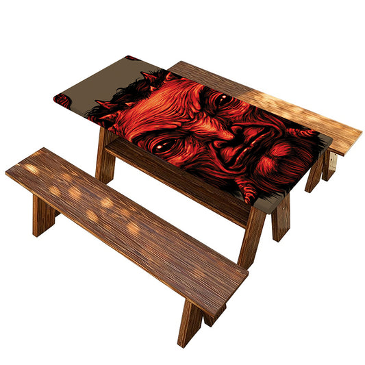 Red Devil Satan Print Picnic Table Cover