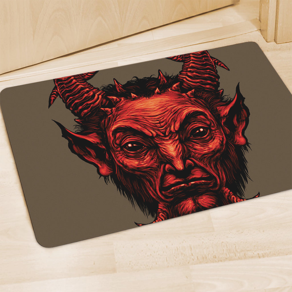 Red Devil Satan Print Polyester Doormat