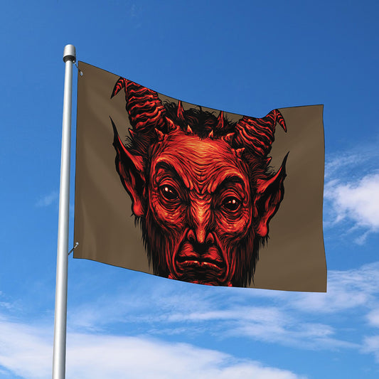 Red Devil Satan Print Polyester Flag