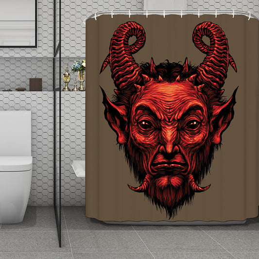 Red Devil Satan Print Polyester Shower Curtain