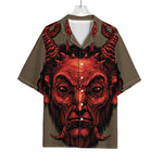 Red Devil Satan Print Rayon Hawaiian Shirt