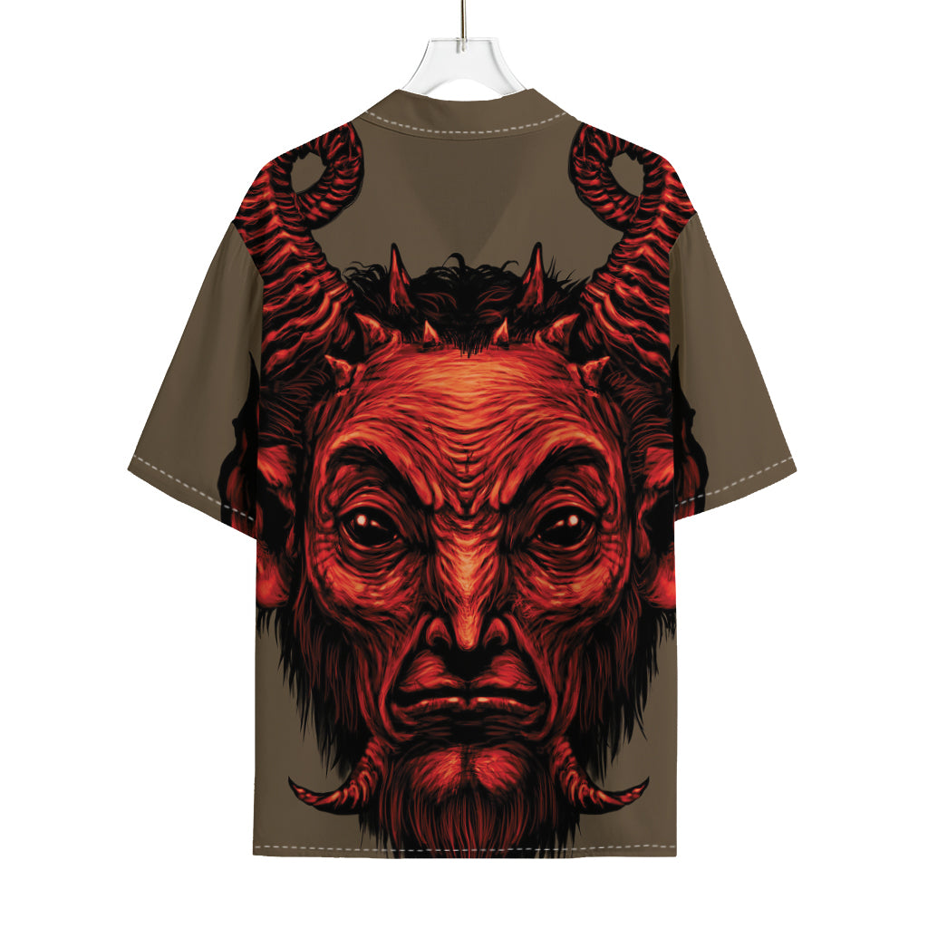 Red Devil Satan Print Rayon Hawaiian Shirt