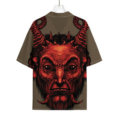 Red Devil Satan Print Rayon Hawaiian Shirt