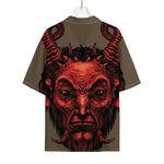Red Devil Satan Print Rayon Hawaiian Shirt