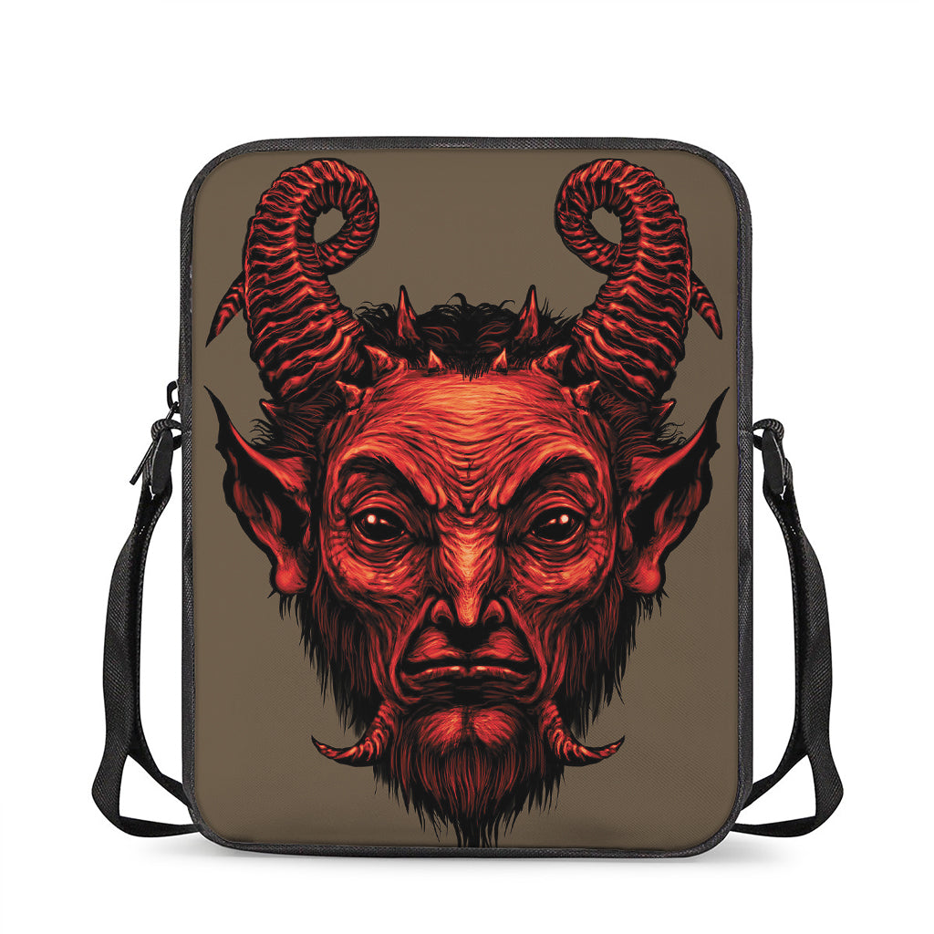 Red Devil Satan Print Rectangular Crossbody Bag
