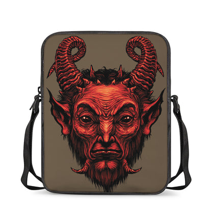Red Devil Satan Print Rectangular Crossbody Bag