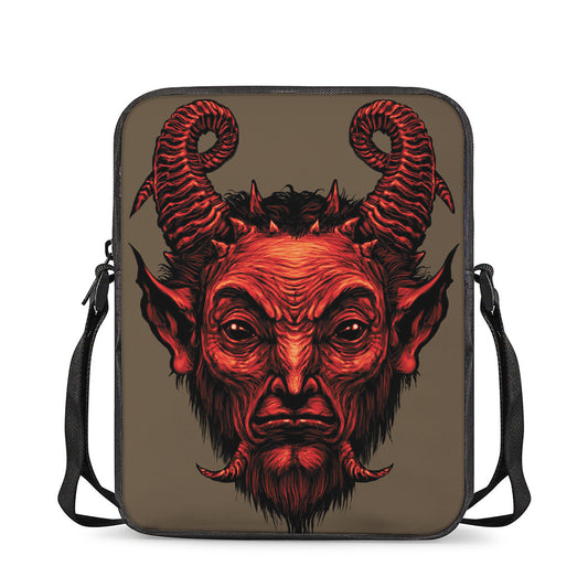 Red Devil Satan Print Rectangular Crossbody Bag