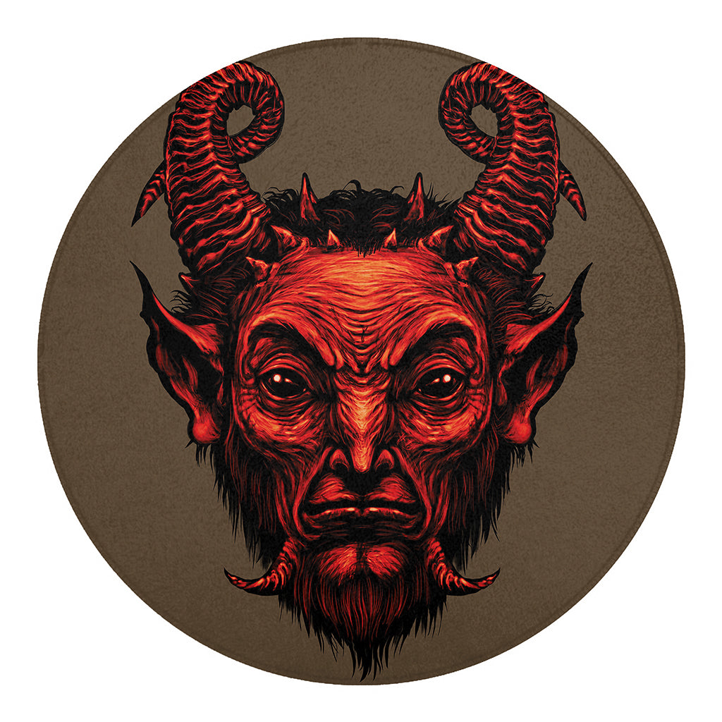 Red Devil Satan Print Round Blanket