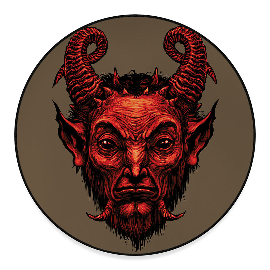 Red Devil Satan Print Round Floor Mat