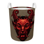 Red Devil Satan Print Round Laundry Basket
