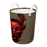 Red Devil Satan Print Round Laundry Basket