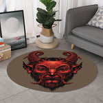 Red Devil Satan Print Round Rug
