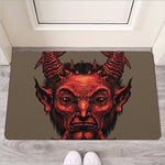 Red Devil Satan Print Rubber Doormat