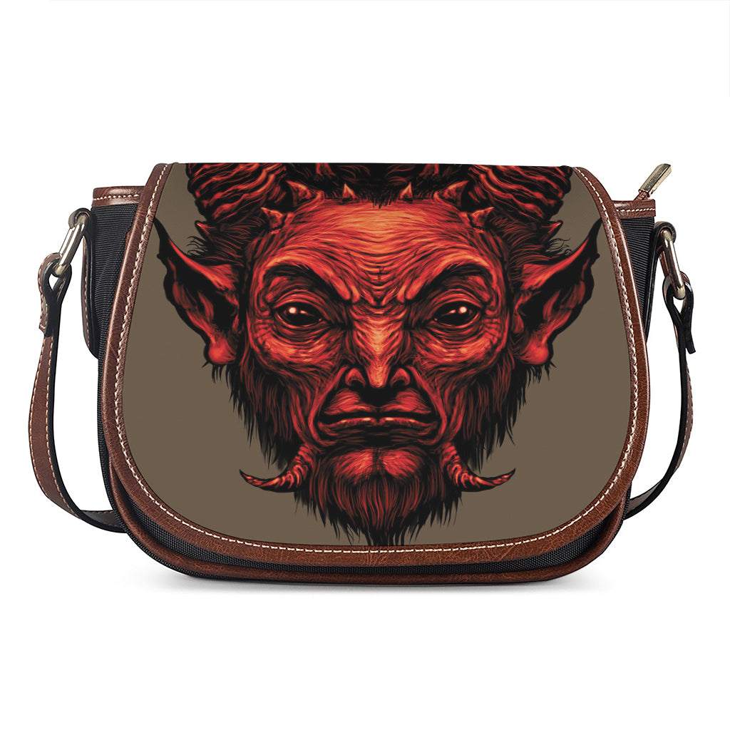 Red Devil Satan Print Saddle Bag
