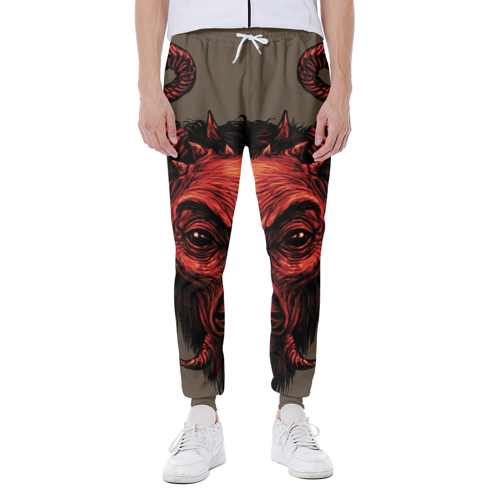 Red Devil Satan Print Scuba Joggers