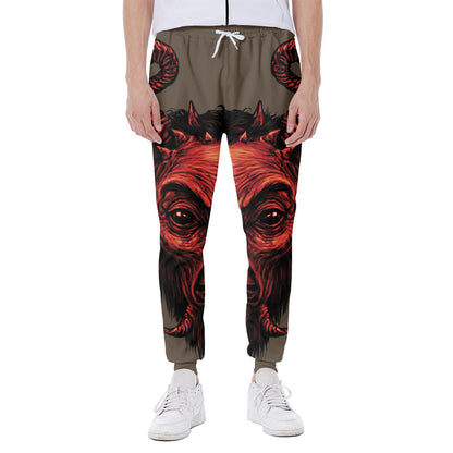 Red Devil Satan Print Scuba Joggers